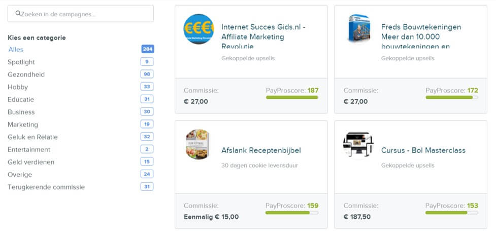 PayPro affiliate campagnes