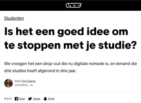 Vice interview Mick van Zadelhoff