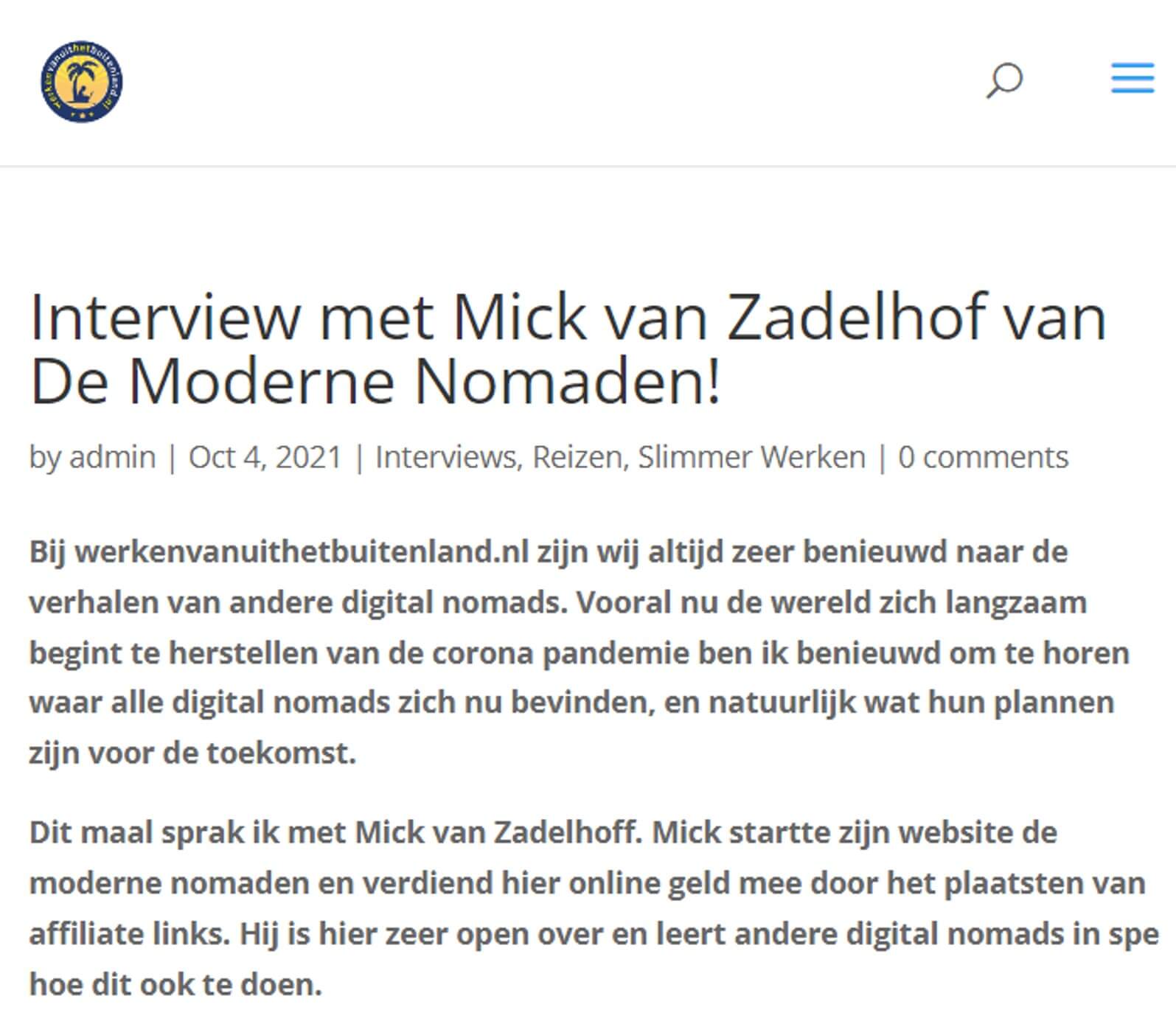 Werken vanuit het buitenland interview