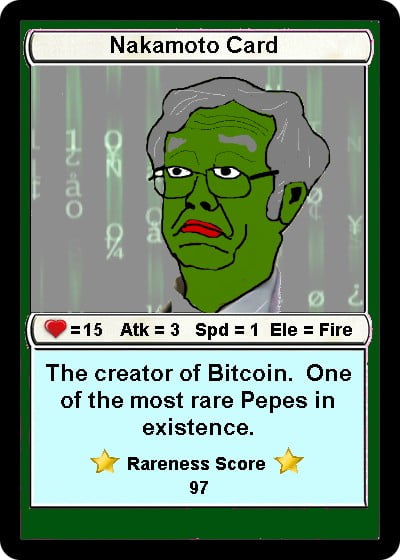 Rare Pepe meme Nakamoto card nft Rare Pepe meme Nakamoto card nft