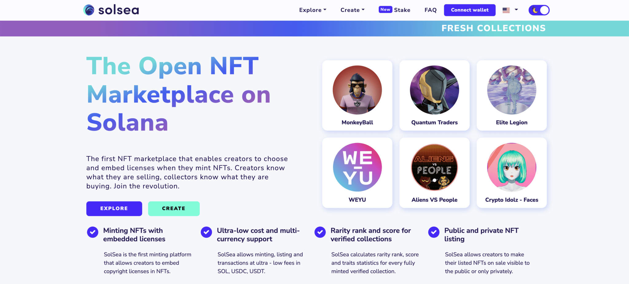 SolSea NFT marktplaats SolSea NFT marktplaats