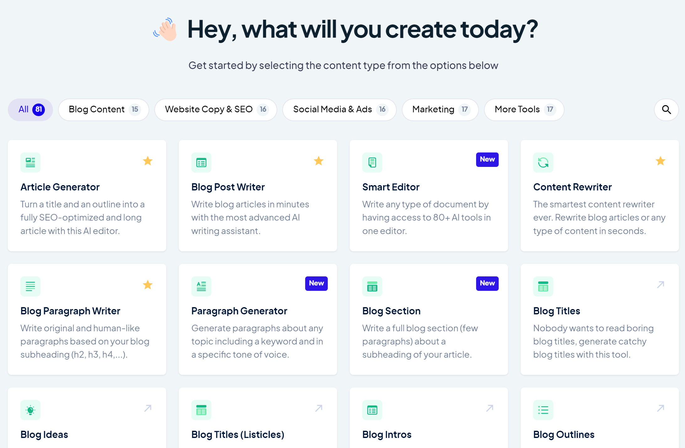 Copymatic dashboard AI tool