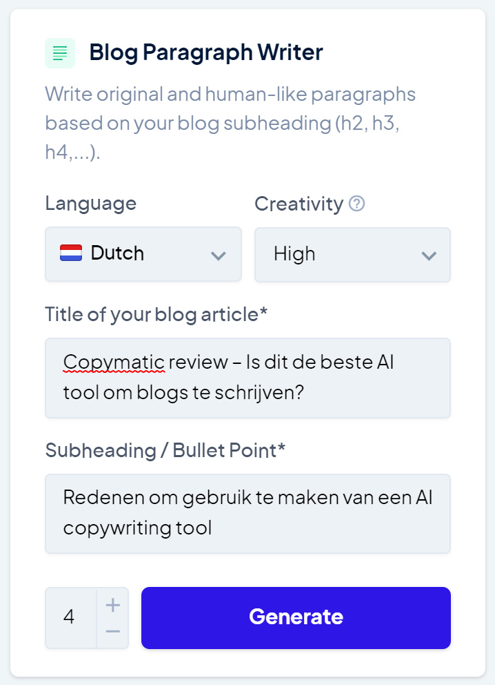 Copymatic gebruiken voor schrijven artikel